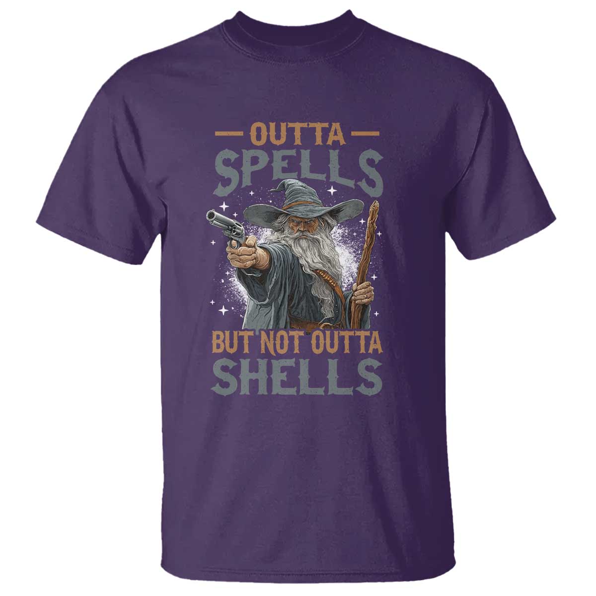 Outta Spells But Not Outta Shells T Shirt Funny Fantasy Meme TS11 Purple Print Your Wear