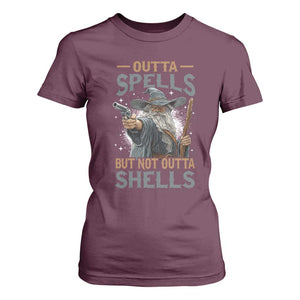Outta Spells But Not Outta Shells T Shirt For Women Funny Fantasy Meme TS11 Maroon Print Your Wear