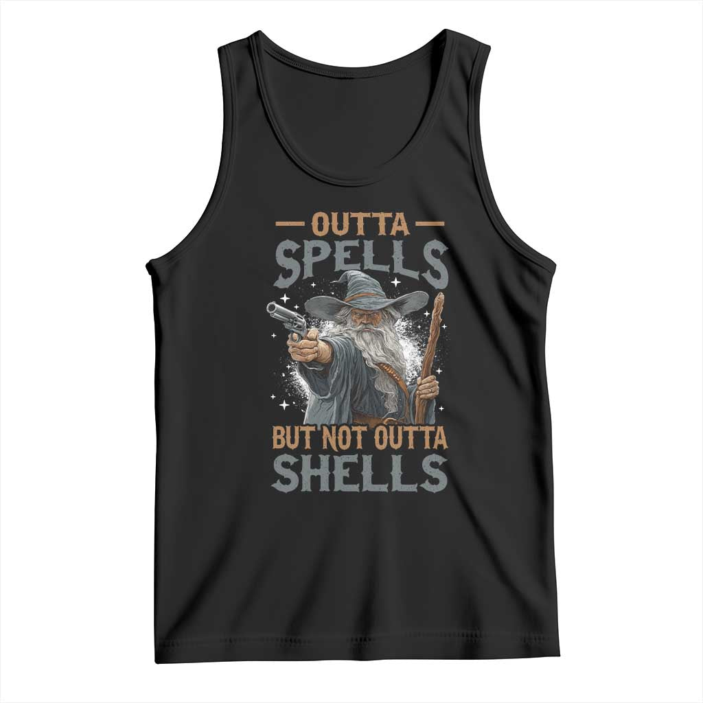 Outta Spells But Not Outta Shells Tank Top Funny Fantasy Meme TS11 Black Print Your Wear