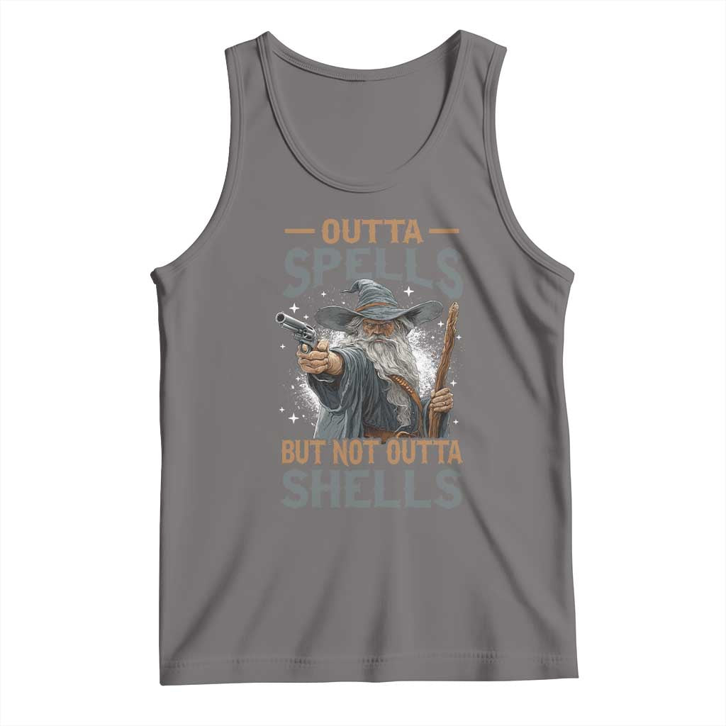 Outta Spells But Not Outta Shells Tank Top Funny Fantasy Meme TS11 Deep Heather Print Your Wear