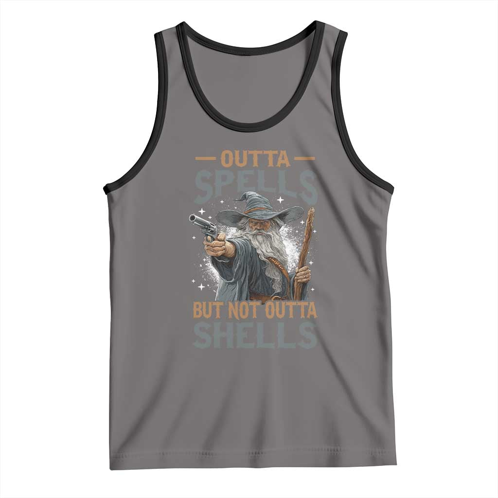 Outta Spells But Not Outta Shells Tank Top Funny Fantasy Meme TS11 Deep Heather Black Print Your Wear