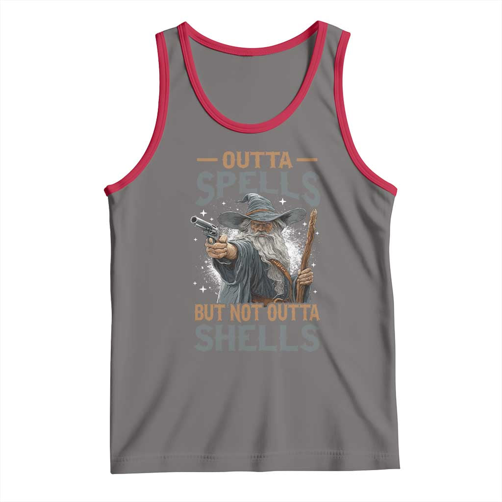 Outta Spells But Not Outta Shells Tank Top Funny Fantasy Meme TS11 Deep Heather Red Print Your Wear