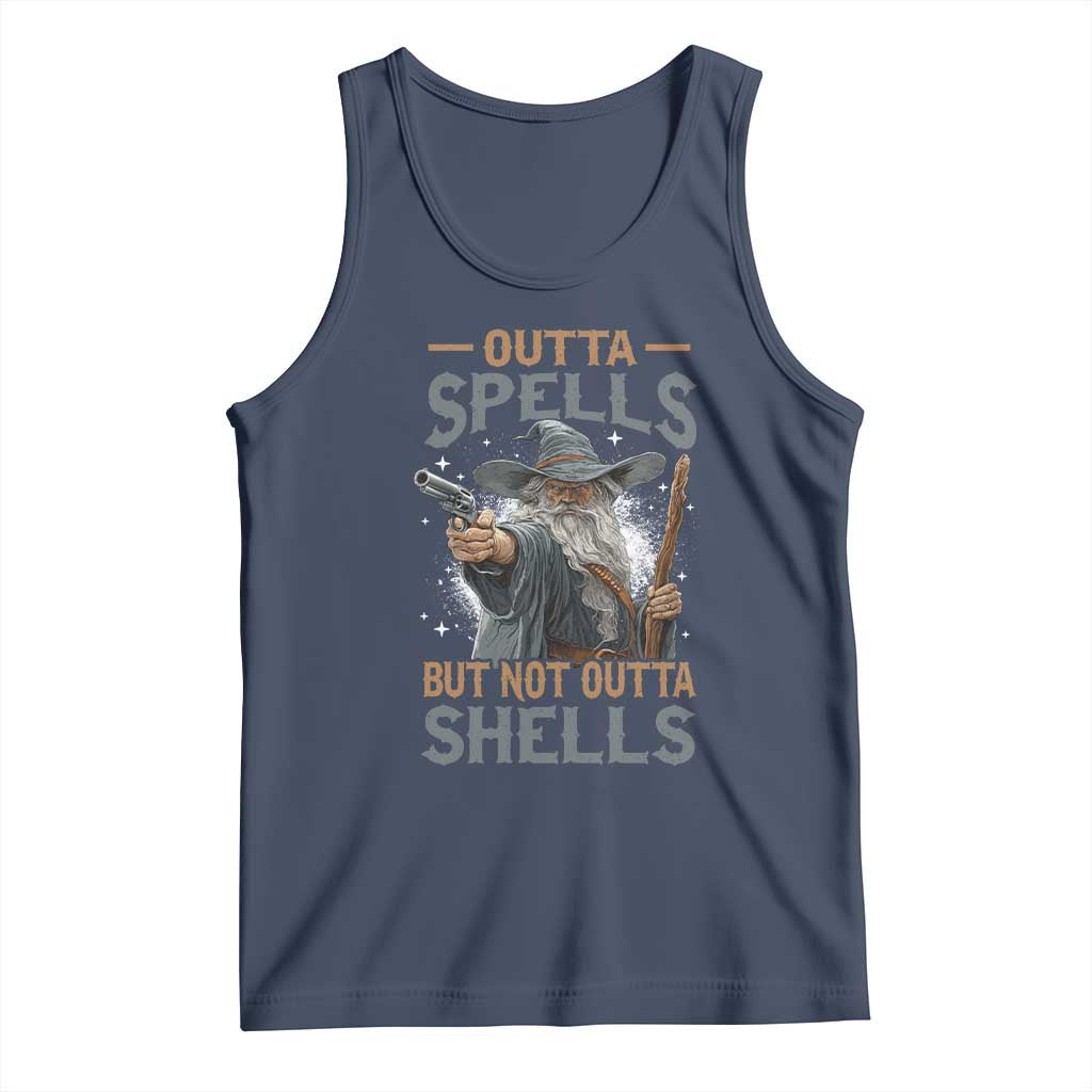 Outta Spells But Not Outta Shells Tank Top Funny Fantasy Meme TS11 Navy Print Your Wear