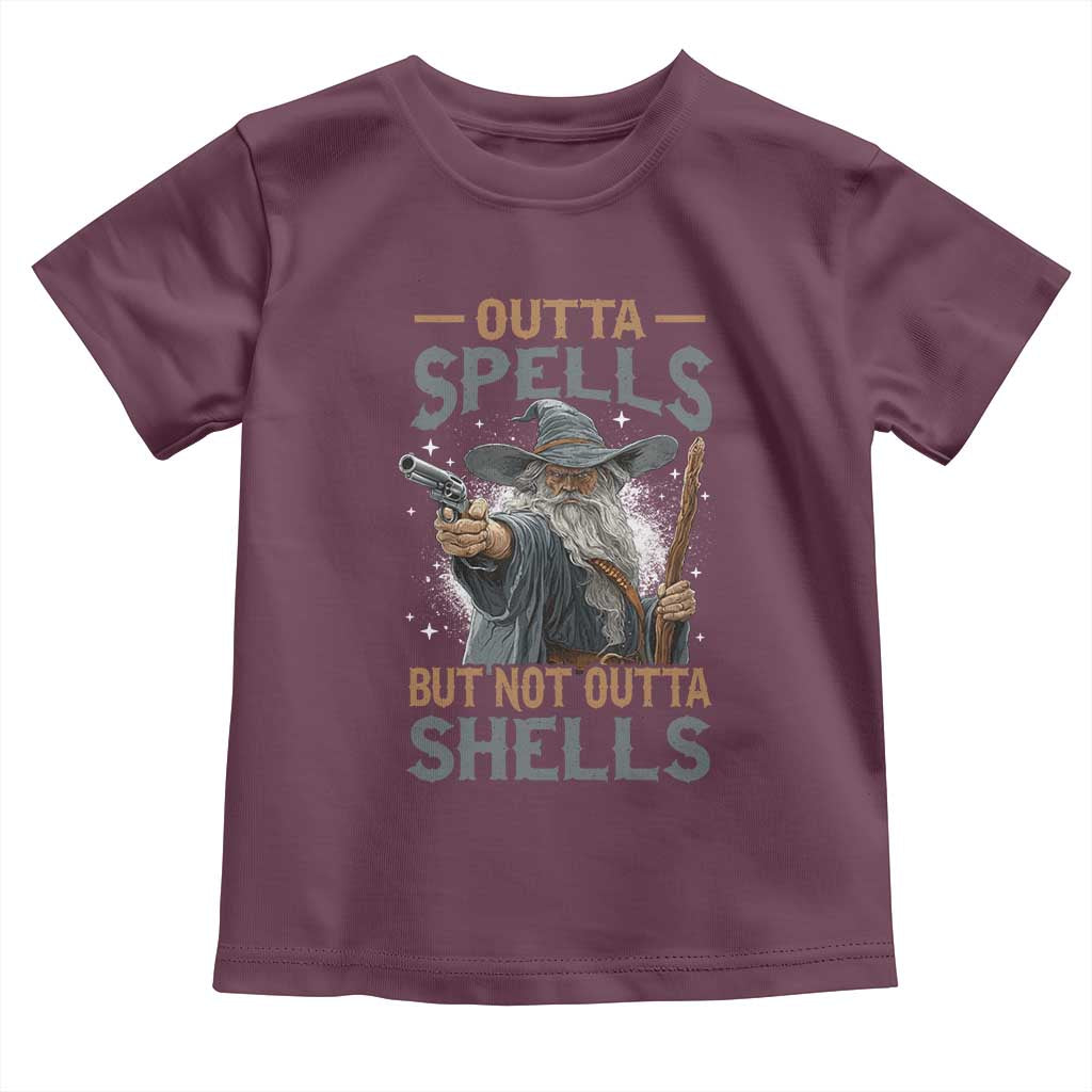 Outta Spells But Not Outta Shells Toddler T Shirt Funny Fantasy Meme TS11 Maroon Print Your Wear