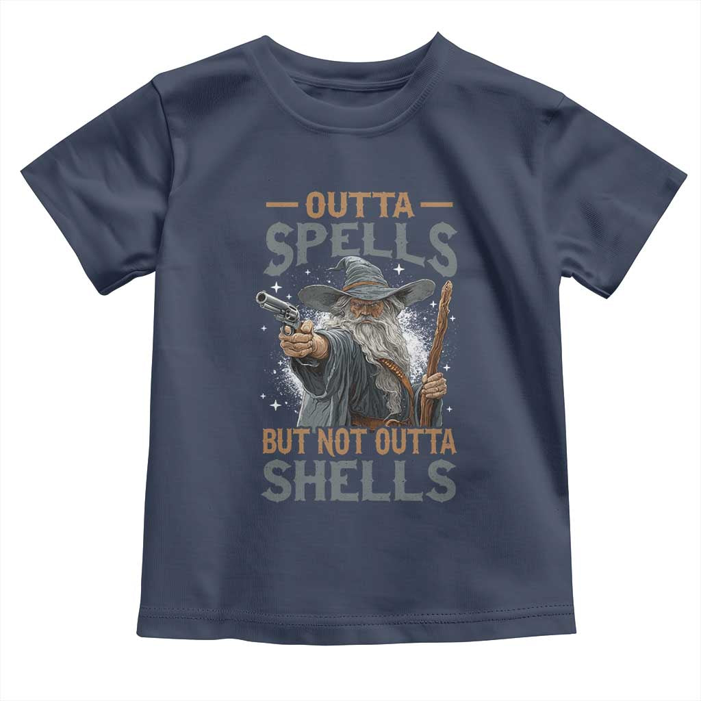 Outta Spells But Not Outta Shells Toddler T Shirt Funny Fantasy Meme TS11 Navy Print Your Wear