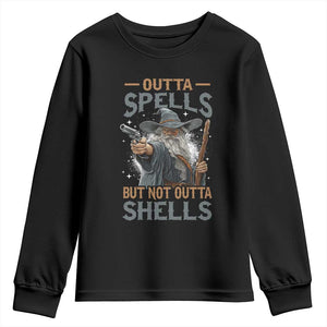 Outta Spells But Not Outta Shells Youth Sweatshirt Funny Fantasy Meme TS11 Black Print Your Wear
