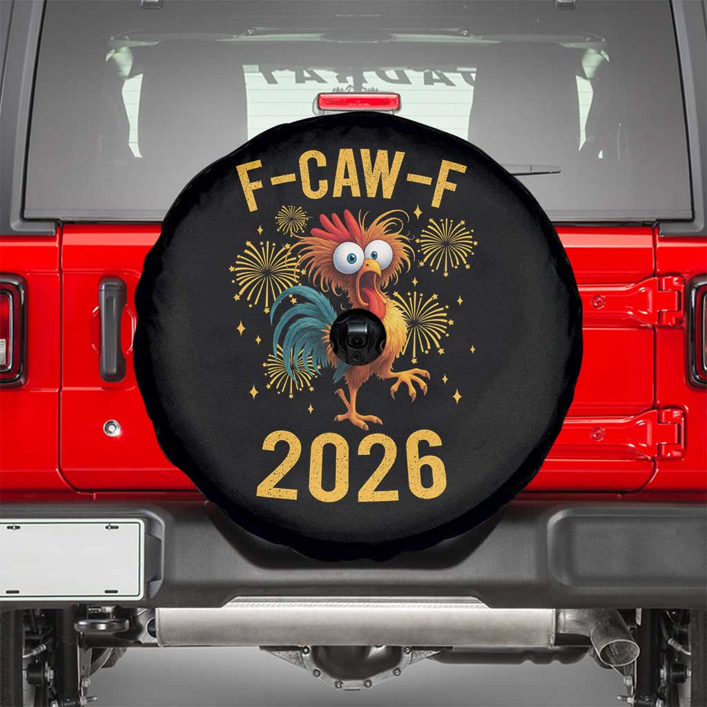 F Caw F 2026 Happy New Year Spare Tire Cover Funny Chicken Rooster TS11 Black Print Your Wear