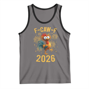 F Caw F 2026 Happy New Year Tank Top Funny Chicken Rooster TS11 Deep Heather Black Print Your Wear