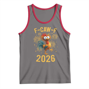 F Caw F 2026 Happy New Year Tank Top Funny Chicken Rooster TS11 Deep Heather Red Print Your Wear