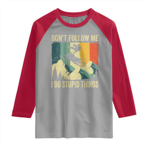 Funny Snowmobile Raglan Shirt Don't Follow Me I Do Stupid Things Winter Sport TS11 Sport Gray Red Print Your Wear