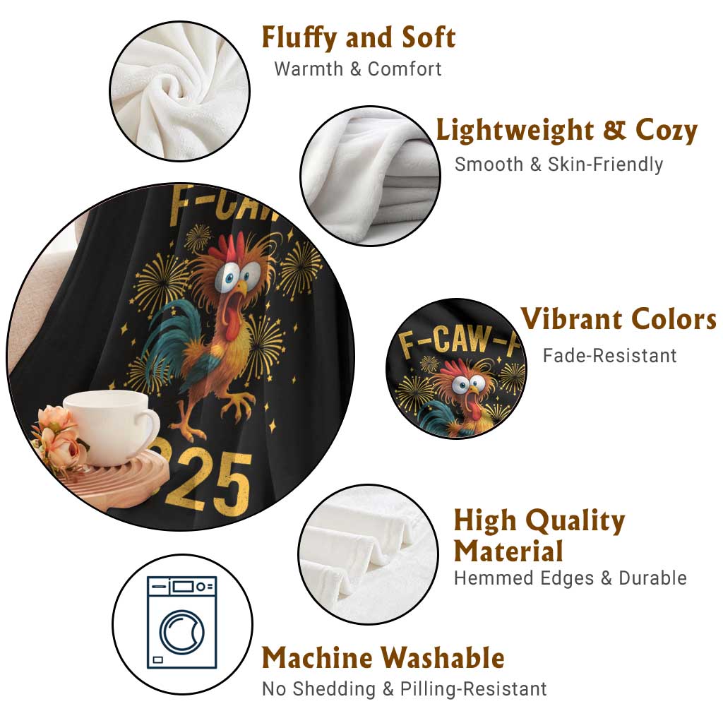 F Caw F 2025 Happy New Year 2026 Throw Blanket Funny Chicken Rooster TS11 Print Your Wear