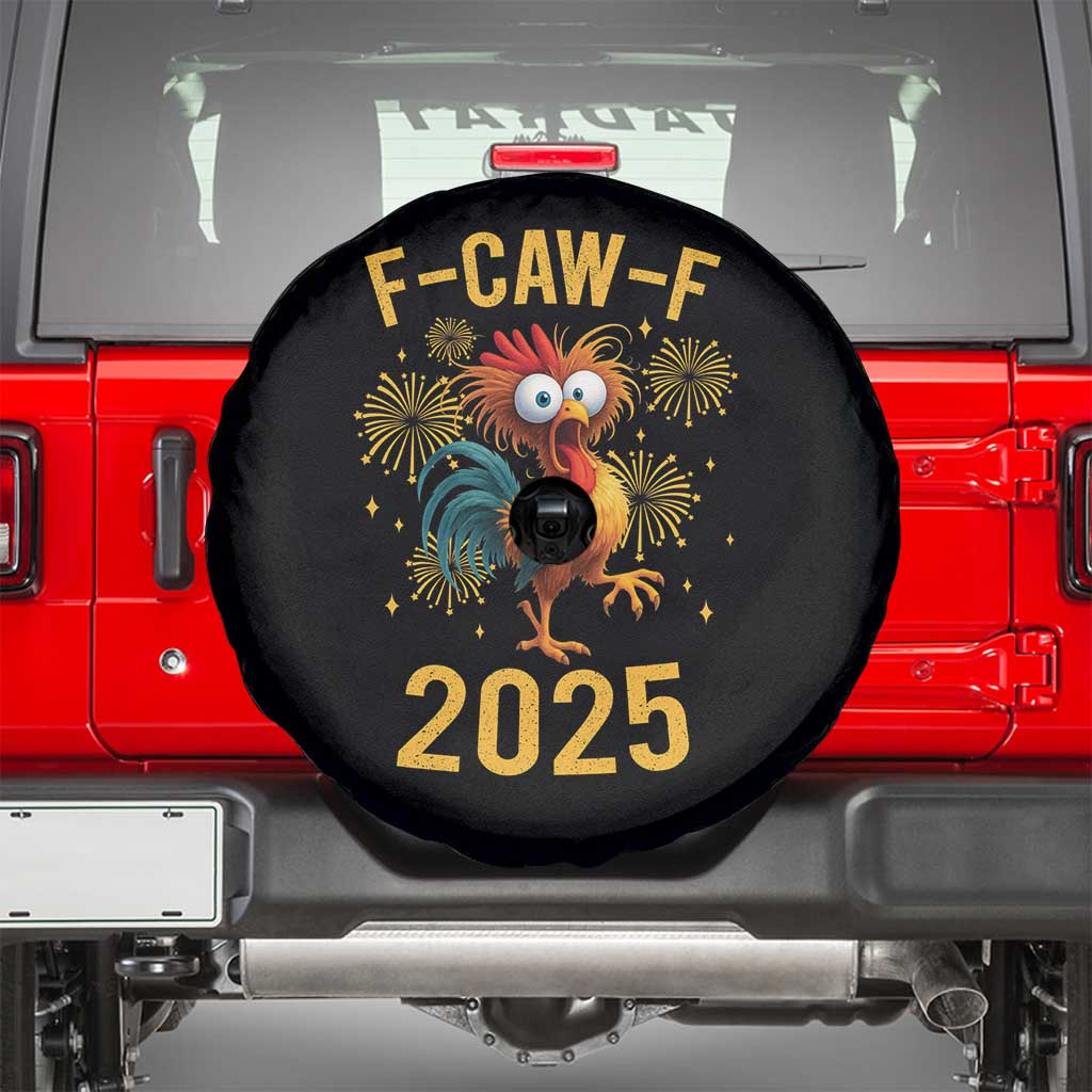 F Caw F 2025 Happy New Year 2026 Spare Tire Cover Funny Chicken Rooster TS11 Black Print Your Wear