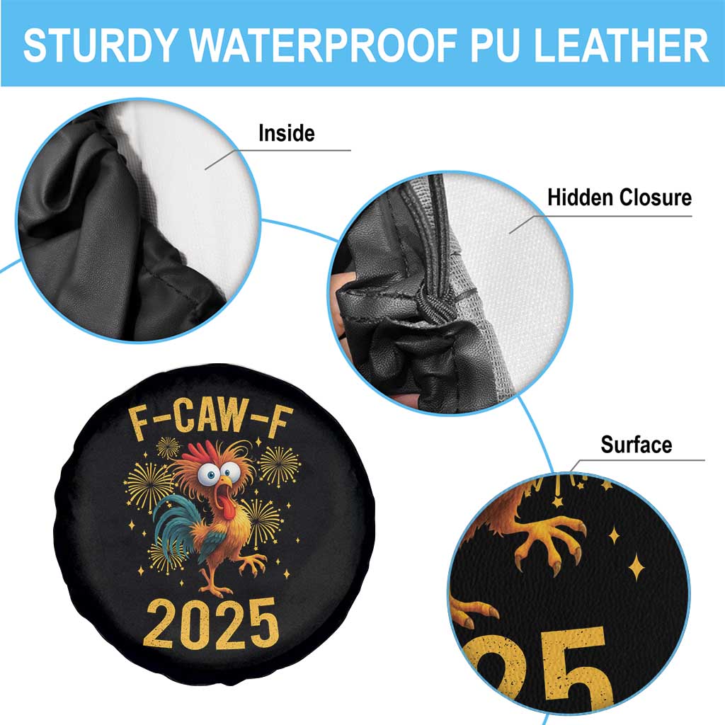 F Caw F 2025 Happy New Year 2026 Spare Tire Cover Funny Chicken Rooster TS11 Print Your Wear