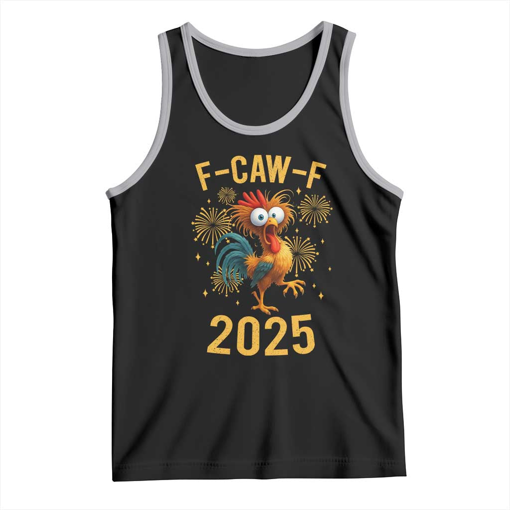 F Caw F 2025 Happy New Year 2026 Tank Top Funny Chicken Rooster TS11 Black Athletic Heather Print Your Wear