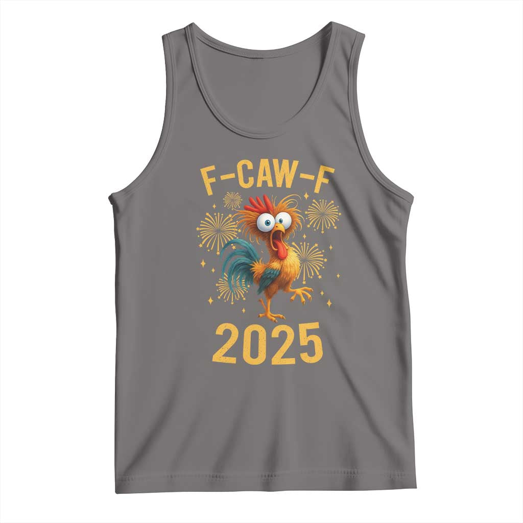 F Caw F 2025 Happy New Year 2026 Tank Top Funny Chicken Rooster TS11 Deep Heather Print Your Wear