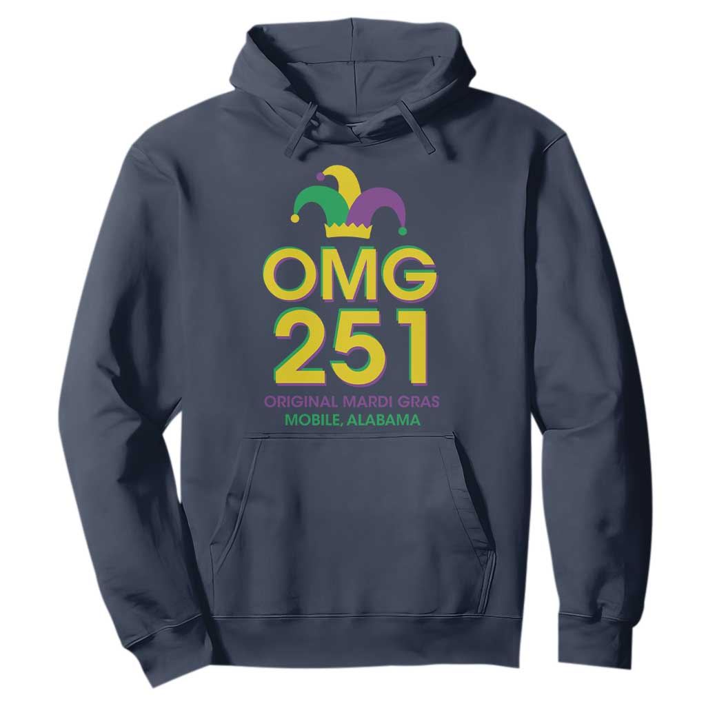 Funny Mardi Gras In Mobile Alabama Hoodie OMG 251 Original Mardi Gras Jester Hat TS11 Navy Print Your Wear