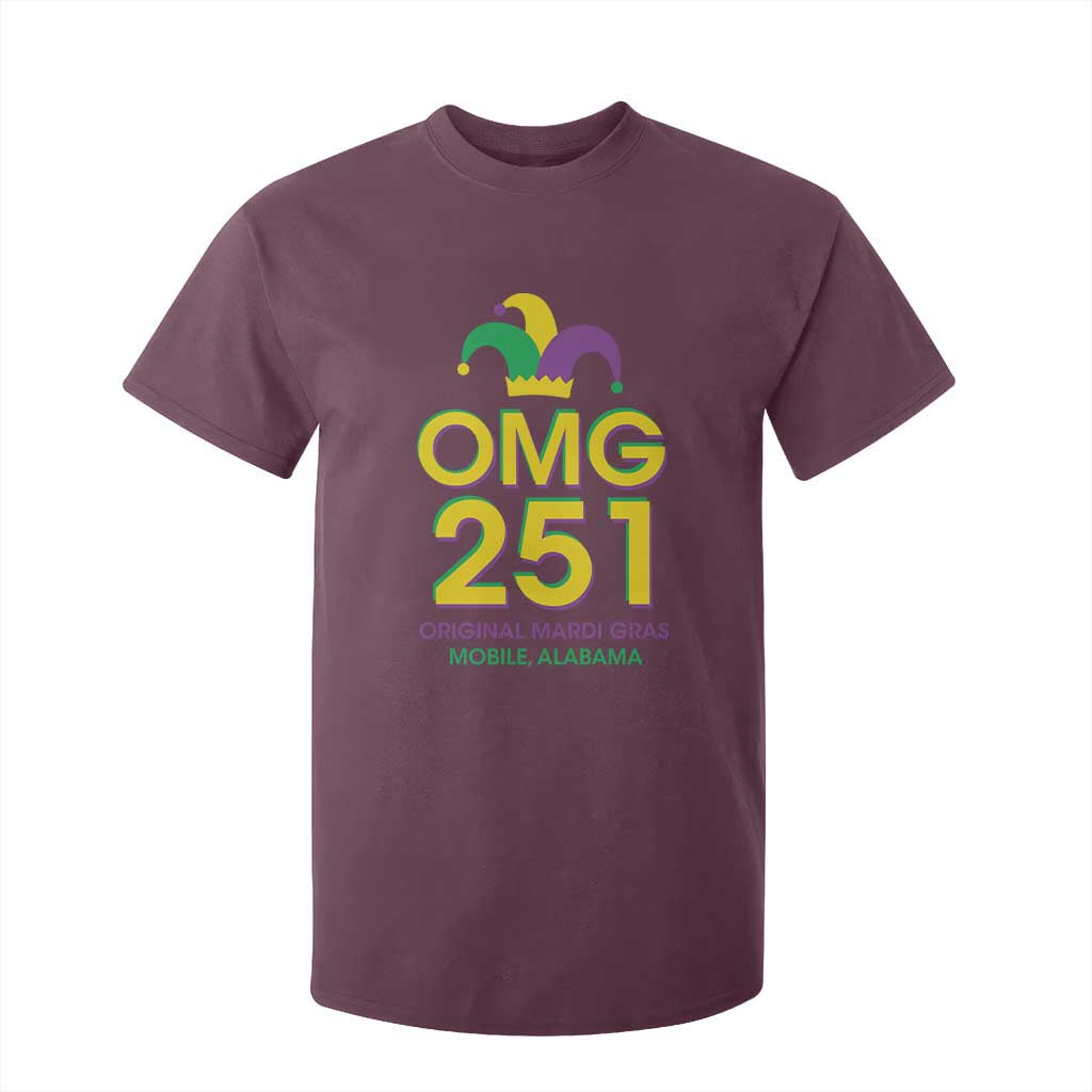 Funny Mardi Gras In Mobile Alabama T Shirt For Kid OMG 251 Original Mardi Gras Jester Hat TS11 Maroon Print Your Wear