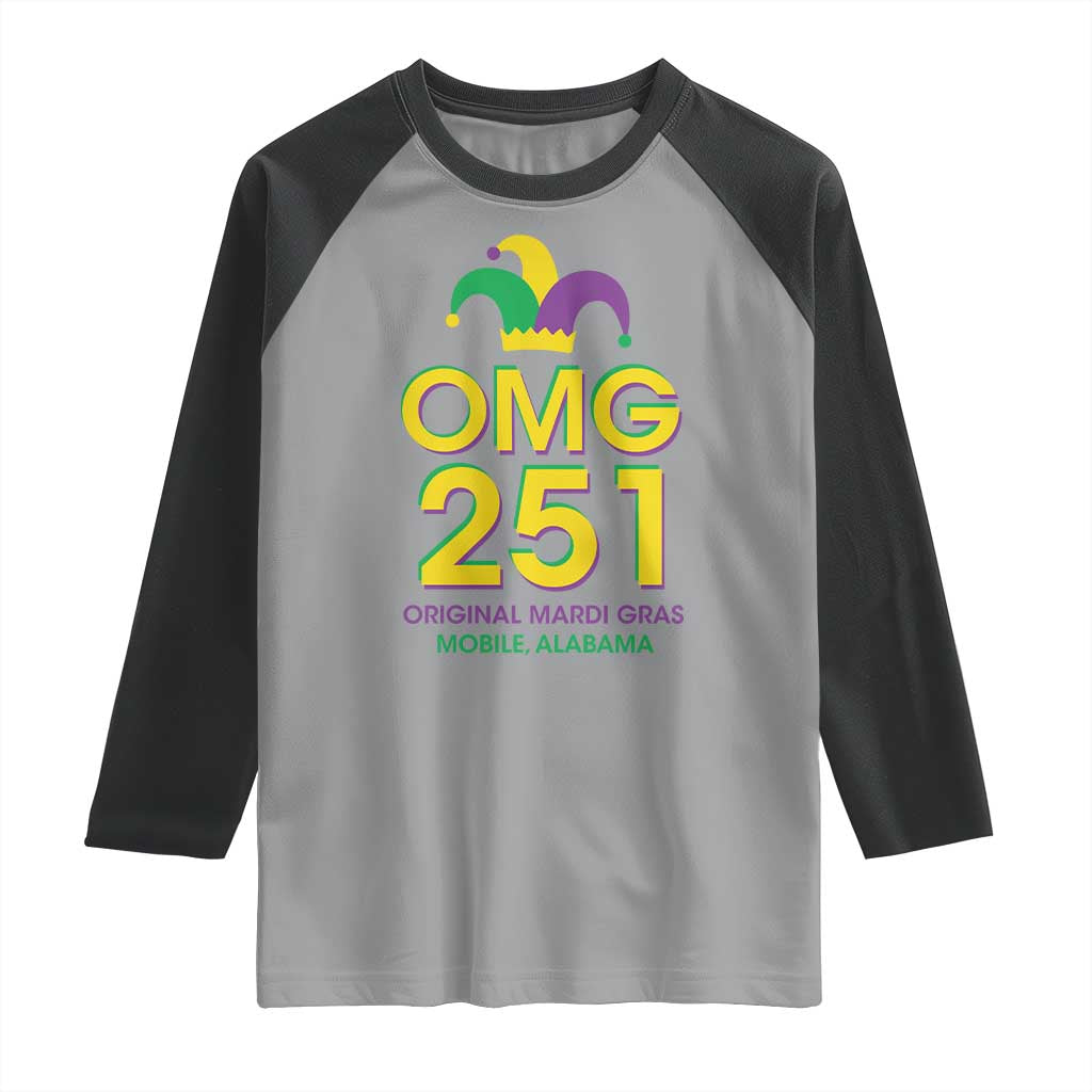 Funny Mardi Gras In Mobile Alabama Raglan Shirt OMG 251 Original Mardi Gras Jester Hat TS11 Sport Gray Black Print Your Wear