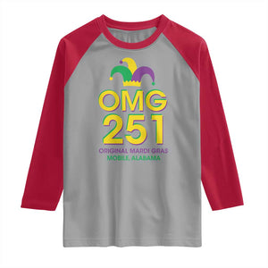 Funny Mardi Gras In Mobile Alabama Raglan Shirt OMG 251 Original Mardi Gras Jester Hat TS11 Sport Gray Red Print Your Wear