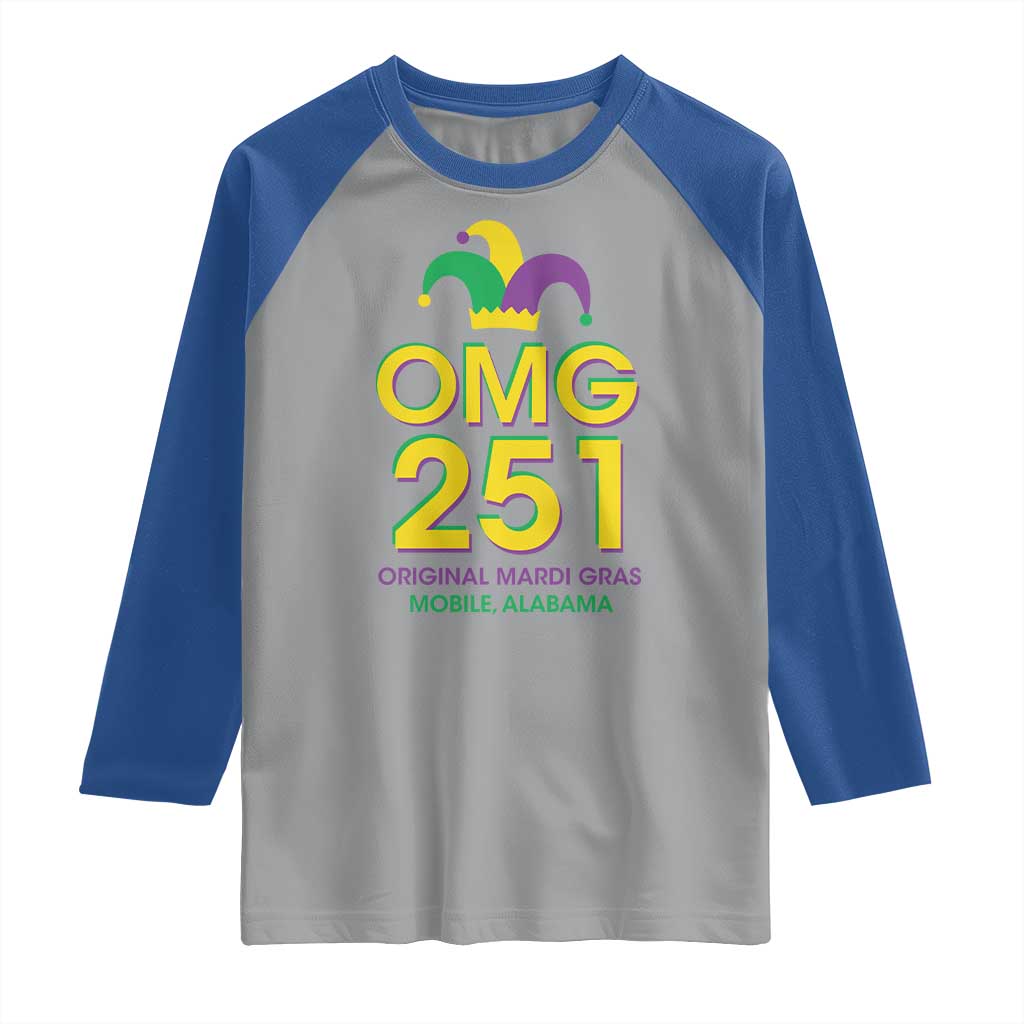 Funny Mardi Gras In Mobile Alabama Raglan Shirt OMG 251 Original Mardi Gras Jester Hat TS11 Sport Gray Royal Print Your Wear