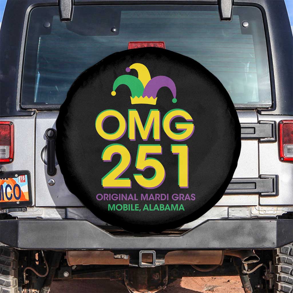 Funny Mardi Gras In Mobile Alabama Spare Tire Cover OMG 251 Original Mardi Gras Jester Hat TS11 No hole Black Print Your Wear