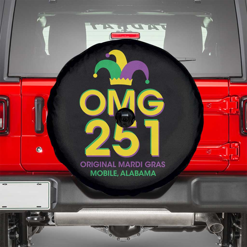 Funny Mardi Gras In Mobile Alabama Spare Tire Cover OMG 251 Original Mardi Gras Jester Hat TS11 Black Print Your Wear