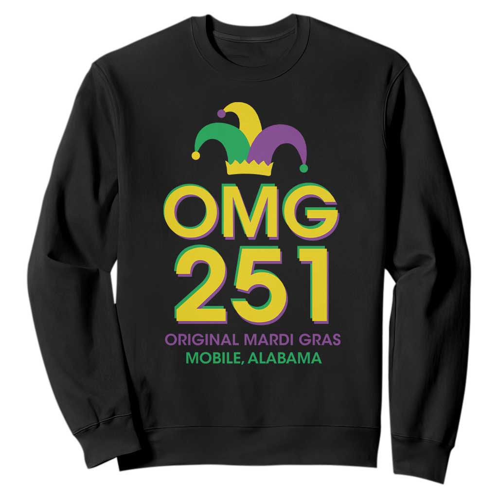 Funny Mardi Gras In Mobile Alabama Sweatshirt OMG 251 Original Mardi Gras Jester Hat TS11 Black Print Your Wear