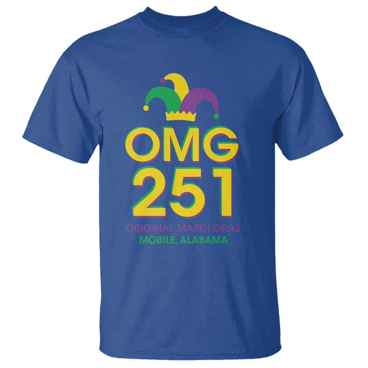 Funny Mardi Gras In Mobile Alabama T Shirt OMG 251 Original Mardi Gras Jester Hat TS11 Royal Blue Print Your Wear