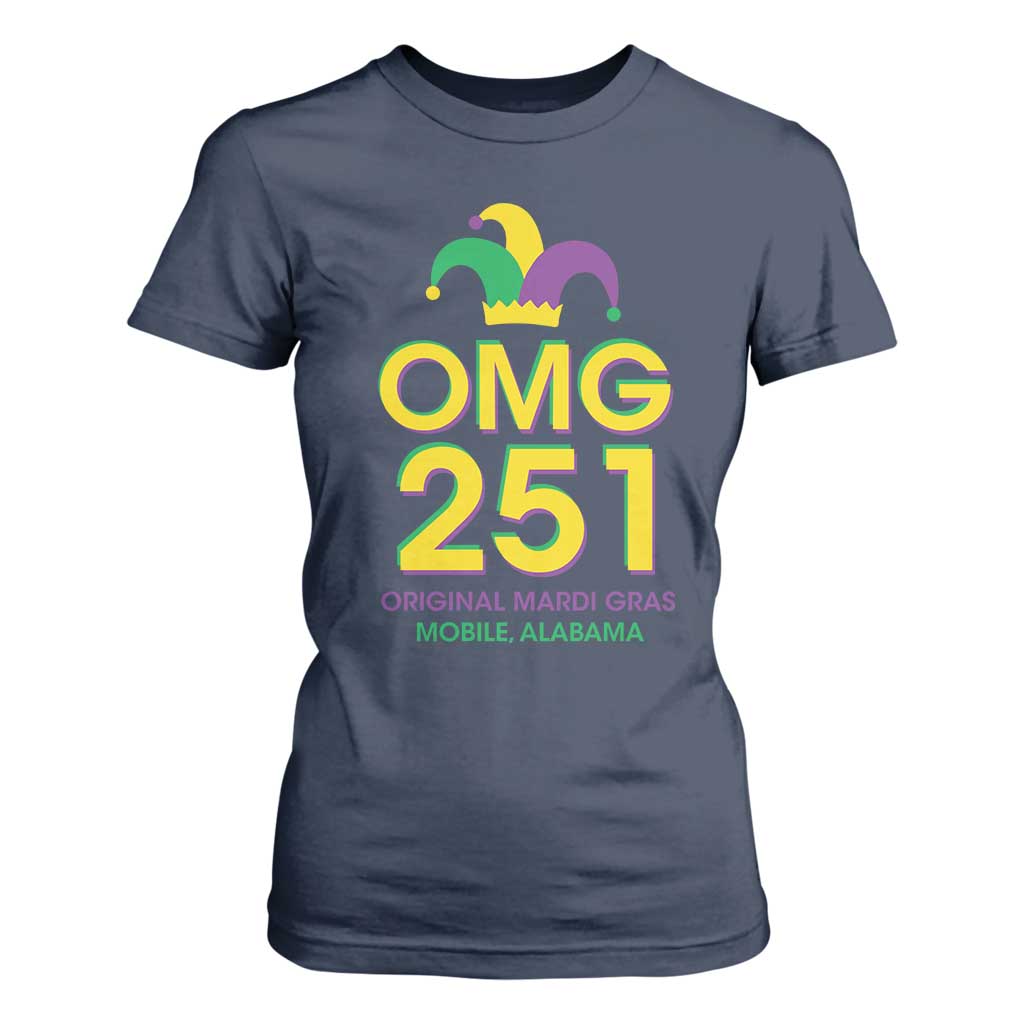 Funny Mardi Gras In Mobile Alabama T Shirt For Women OMG 251 Original Mardi Gras Jester Hat TS11 Navy Print Your Wear