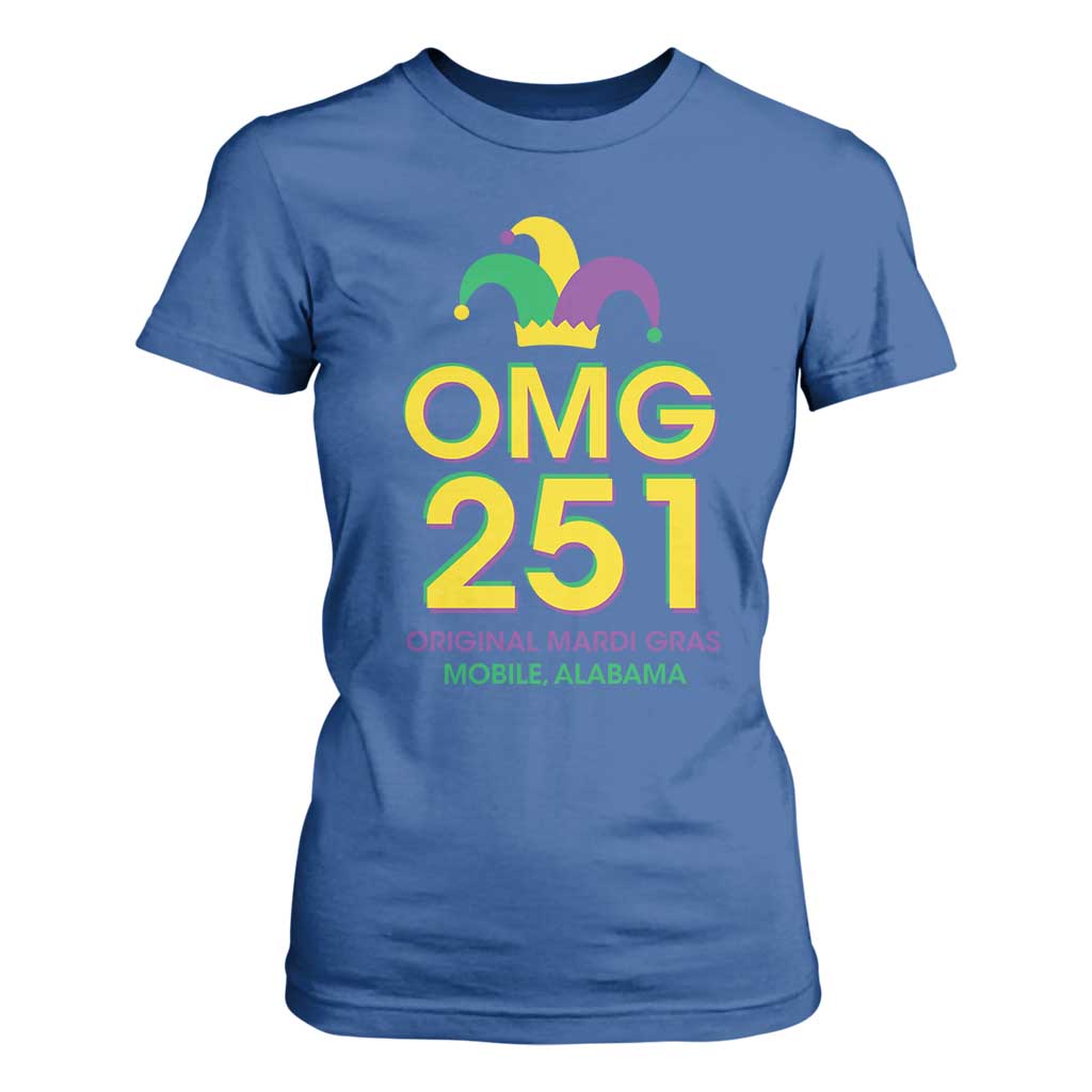 Funny Mardi Gras In Mobile Alabama T Shirt For Women OMG 251 Original Mardi Gras Jester Hat TS11 Royal Blue Print Your Wear