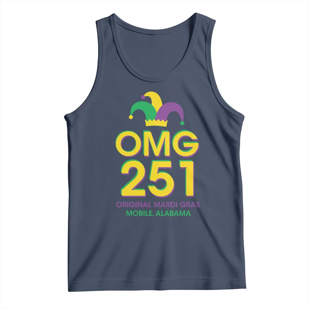 Funny Mardi Gras In Mobile Alabama Tank Top OMG 251 Original Mardi Gras Jester Hat TS11 Navy Print Your Wear