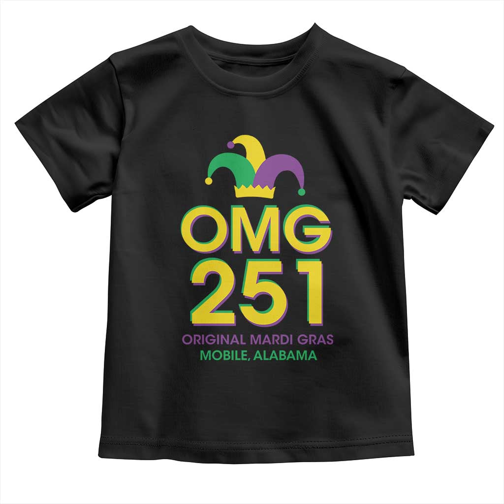 Funny Mardi Gras In Mobile Alabama Toddler T Shirt OMG 251 Original Mardi Gras Jester Hat TS11 Black Print Your Wear