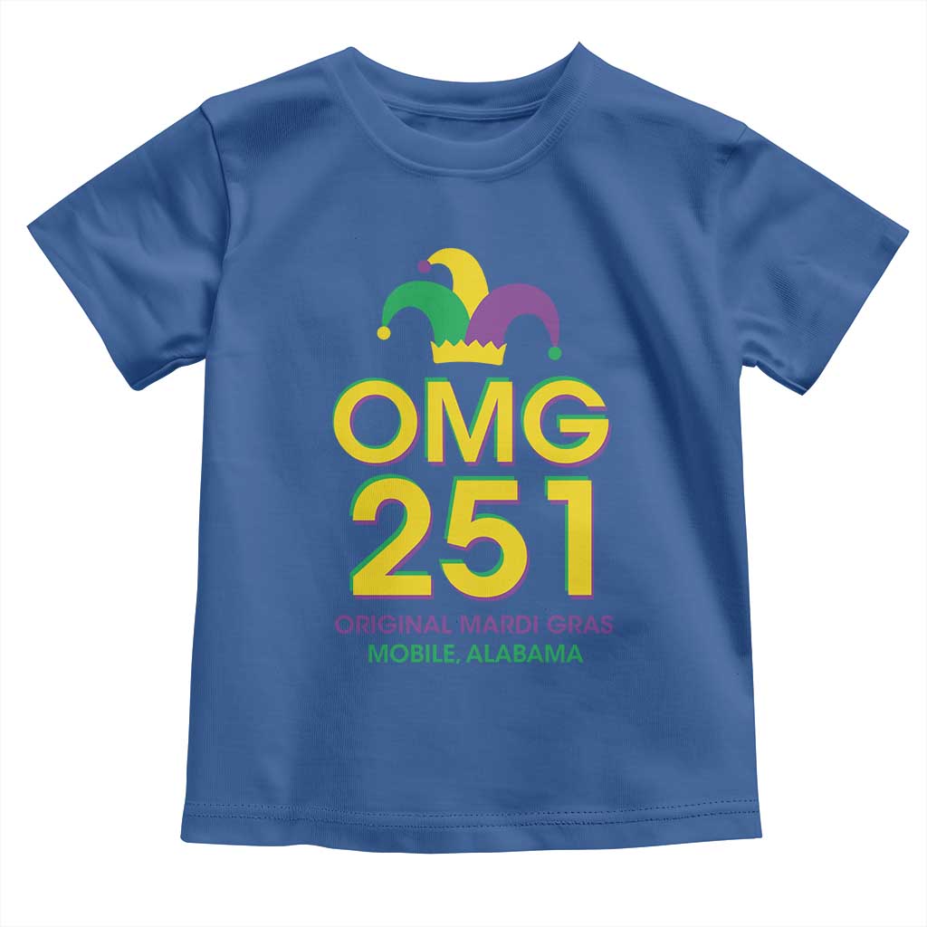 Funny Mardi Gras In Mobile Alabama Toddler T Shirt OMG 251 Original Mardi Gras Jester Hat TS11 Royal Blue Print Your Wear