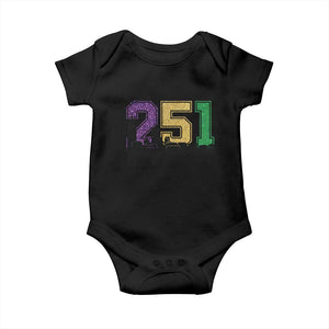 Funny Mardi Gras Mobile Alabama Baby Onesie 251 Skyline Area Code Glitter Print TS11 Black Print Your Wear