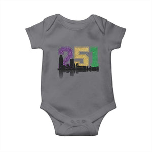 Funny Mardi Gras Mobile Alabama Baby Onesie 251 Skyline Area Code Glitter Print TS11 Charcoal Print Your Wear