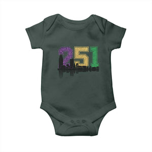 Funny Mardi Gras Mobile Alabama Baby Onesie 251 Skyline Area Code Glitter Print TS11 Print Your Wear