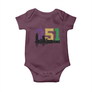 Funny Mardi Gras Mobile Alabama Baby Onesie 251 Skyline Area Code Glitter Print TS11 Maroon Print Your Wear