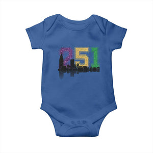 Funny Mardi Gras Mobile Alabama Baby Onesie 251 Skyline Area Code Glitter Print TS11 Royal Blue Print Your Wear