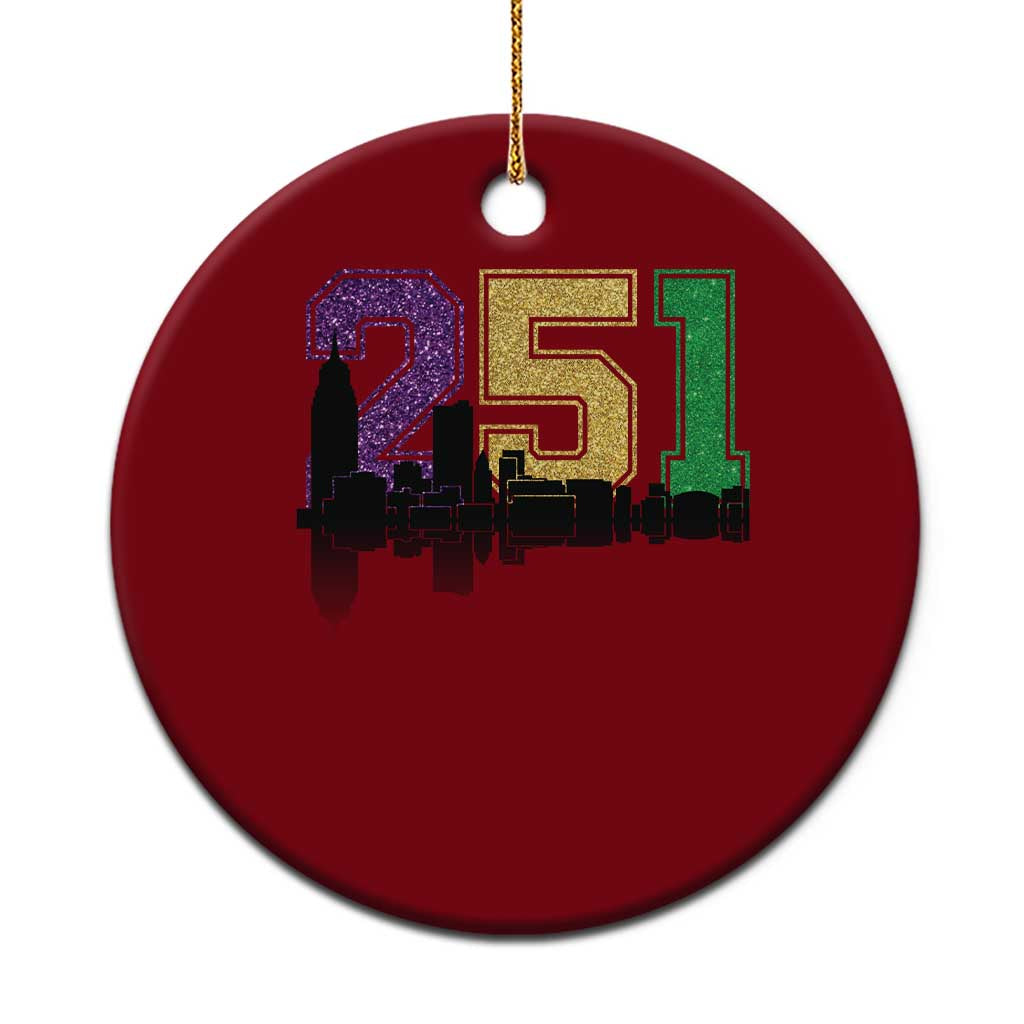 Funny Mardi Gras Mobile Alabama Ceramic Ornament 251 Skyline Area Code Glitter Print TS11 1pc Red Print Your Wear
