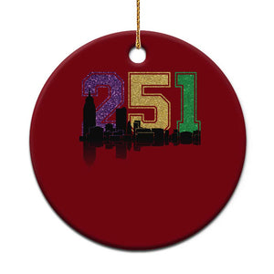 Funny Mardi Gras Mobile Alabama Ceramic Ornament 251 Skyline Area Code Glitter Print TS11 1pc Red Print Your Wear