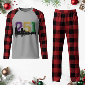 Funny Mardi Gras Mobile Alabama Plaid Pajama Set 251 Skyline Area Code Glitter Print TS11 Buffalo Plaid Print Your Wear