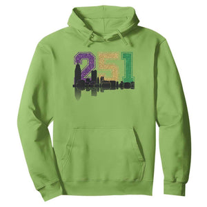 Funny Mardi Gras Mobile Alabama Hoodie 251 Skyline Area Code Glitter Print TS11 Lime Print Your Wear