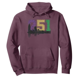 Funny Mardi Gras Mobile Alabama Hoodie 251 Skyline Area Code Glitter Print TS11 Maroon Print Your Wear