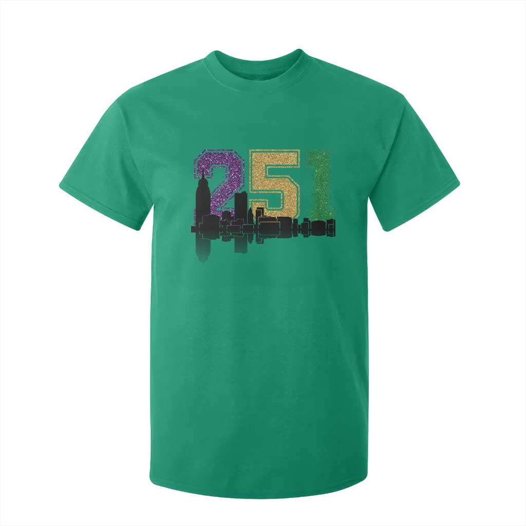 Funny Mardi Gras Mobile Alabama T Shirt For Kid 251 Skyline Area Code Glitter Print TS11 Irish Green Print Your Wear