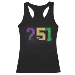 Funny Mardi Gras Mobile Alabama Racerback Tank Top 251 Skyline Area Code Glitter Print TS11 Black Print Your Wear