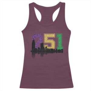 Funny Mardi Gras Mobile Alabama Racerback Tank Top 251 Skyline Area Code Glitter Print TS11 Maroon Print Your Wear