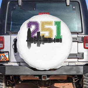 Funny Mardi Gras Mobile Alabama Spare Tire Cover 251 Skyline Area Code Glitter Print TS11 No hole White Print Your Wear