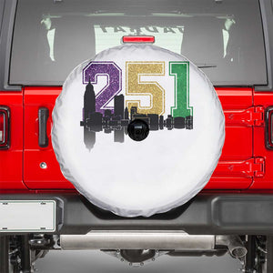 Funny Mardi Gras Mobile Alabama Spare Tire Cover 251 Skyline Area Code Glitter Print TS11 White Print Your Wear