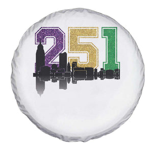 Funny Mardi Gras Mobile Alabama Spare Tire Cover 251 Skyline Area Code Glitter Print TS11 Print Your Wear