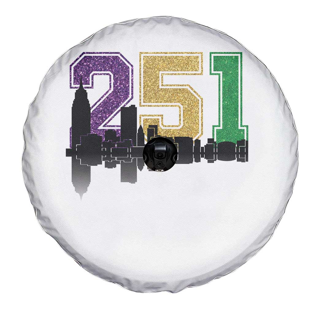 Funny Mardi Gras Mobile Alabama Spare Tire Cover 251 Skyline Area Code Glitter Print TS11 Print Your Wear